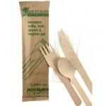 Individual Cutlery Set Wooden Fork Spoon Knife Napkin 460619