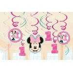 Hanging Swirl Decorations 12pk Disney Minnie Mouse 1st Birthday 671834