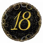 Foil Balloon 45CM 18th Birthday Black And Gold 55832
