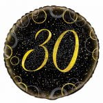 Foil Balloon 45CM 30th Birthday Black And Gold 55834