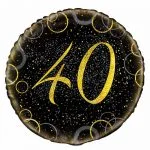 Foil Balloon 45CM 40th Birthday Black And Gold 55835