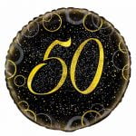 Foil Balloon 45CM 50th Birthday Black And Gold 55836