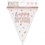 Happy Birthday Foil Bunting Flag Banner 2.74M Rose Gold Prismatic 84835