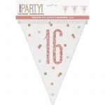 16th Birthday Foil Bunting Flag Banner 2.74M Rose Gold Prismatic 84837