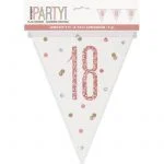 18th Birthday Foil Bunting Flag Banner 2.74M Rose Gold Prismatic 84838