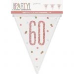 60th Birthday Foil Bunting Flag Banner 2.74M Rose Gold Prismatic 84843