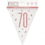 70th Birthday Foil Bunting Flag Banner 2.74M Rose Gold Prismatic 84845