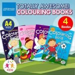 Colouring Books 4pk 36PG Princess Sport Space Fairy Themes 219490