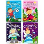 Colouring Books 4pk 36PG Princess Sport Space Fairy Themes 219490