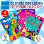 Colouring Books 4pk 56PG Princess Mermaid Unicorn Llama Themes 220038