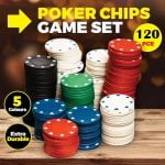 Poker Chips Set 120PCE Lightweight Tokens Night Casino Party Game 228133