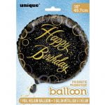 Foil Balloon 45CM Happy Birthday Black And Gold 55829