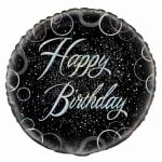 Foil Balloon 45CM Happy Birthday Black And Silver 55816