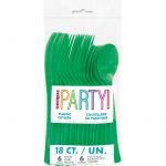 Cutlery 18pk Emerald Green Solid Colour Plastic Assorted 39494