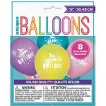 Latex Balloons 30CM 8pk Unicorn Assorted Colours 72485
