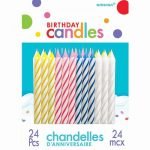 Candy Stripe Candles 24pk Assorted Colours 17105