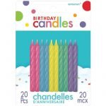 Spiral Candles 20pk Pastel Assorted Colours 175012