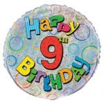 Foil Balloon 45CM Happy 9th Birthday Prismatic 55501