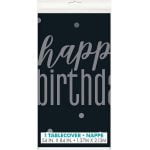 Table Cover Black Silver Happy Birthday Tablecloth 83583