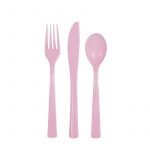 Cutlery 18pk Lovely Pink Solid Colour Plastic Assorted 39517