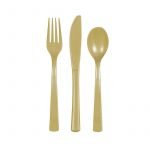 Cutlery 18pk Gold Solid Colour Reusable Plastic Assorted 39505