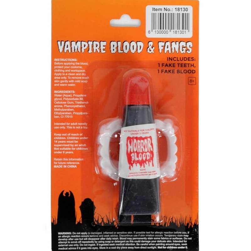 Fake Blood With Vampire Teeth Halloween Horror 18030