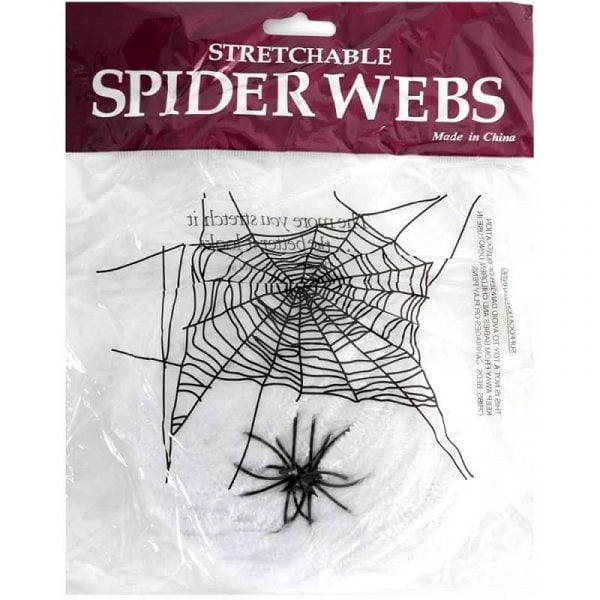 Pack Of 12 Black Plastic Spider With Cobweb Halloween Party Decorations 
