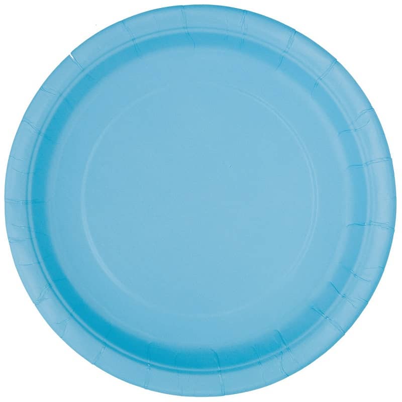 Paper Plates 23CM 8pk Powder Blue Solid Colour Tableware 30897