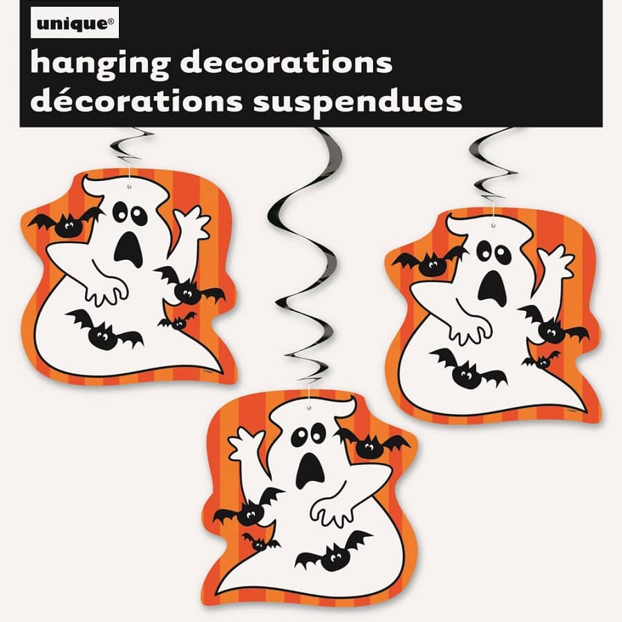 Hanging Swirl Decorations 3pk Halloween Ghosts Bats 63478