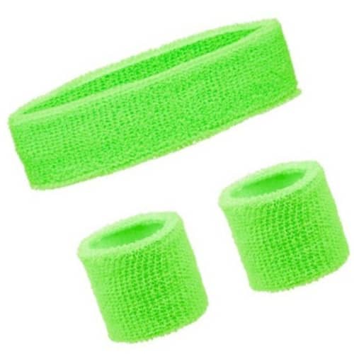 Lime Green 80’S Cotton Wristbands Headband Sweatbands Set 14900-07