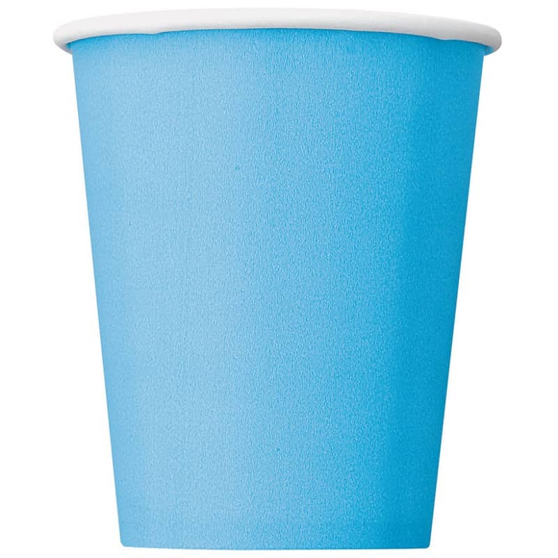 Paper Cups 8pk Powder Blue Solid Colour Party Tableware 30902