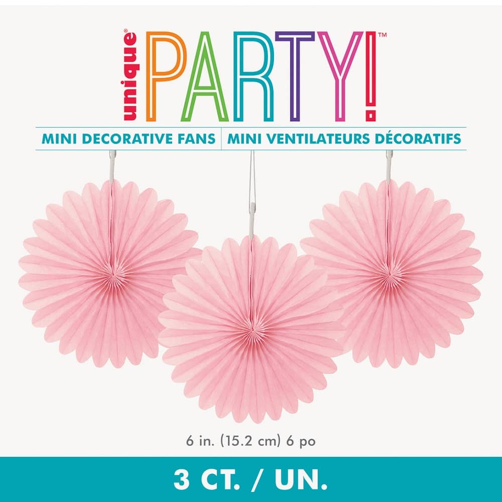 Paper Decorative Fans 3pk Lovely Pink 63250