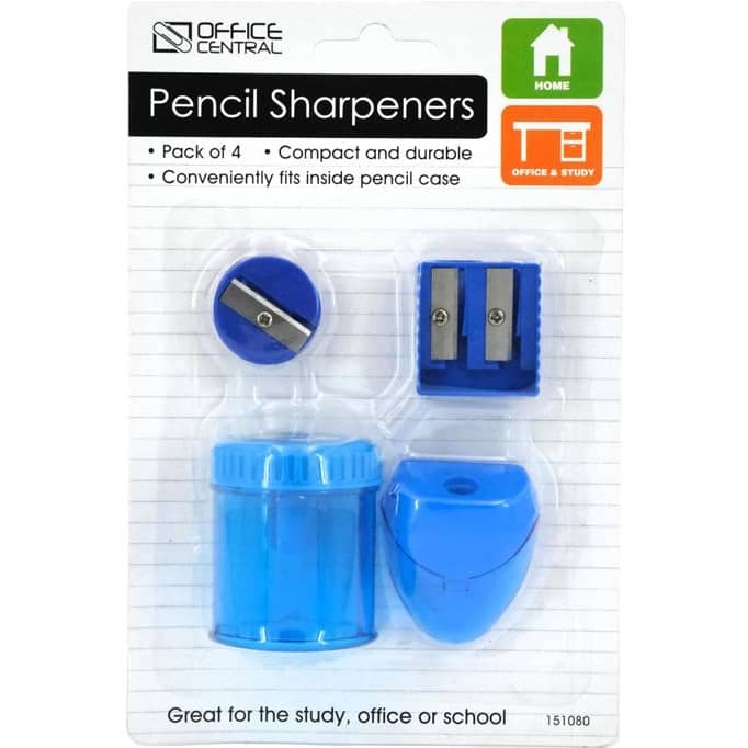 Pencil Sharpeners 4pk Blue 4 Types 151080