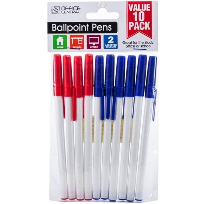Ballpoint Pens 10pk Blue And Red 170036