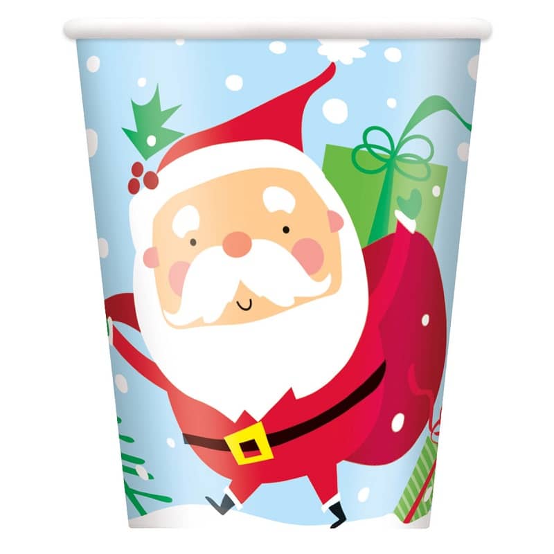 Paper Cups 8pk Christmas Colourful Santa 72866