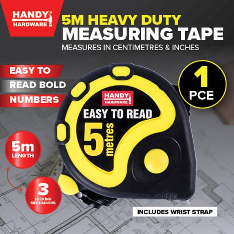 Measuring Tape 5M Heavy Duty Centimetres Inches 73788