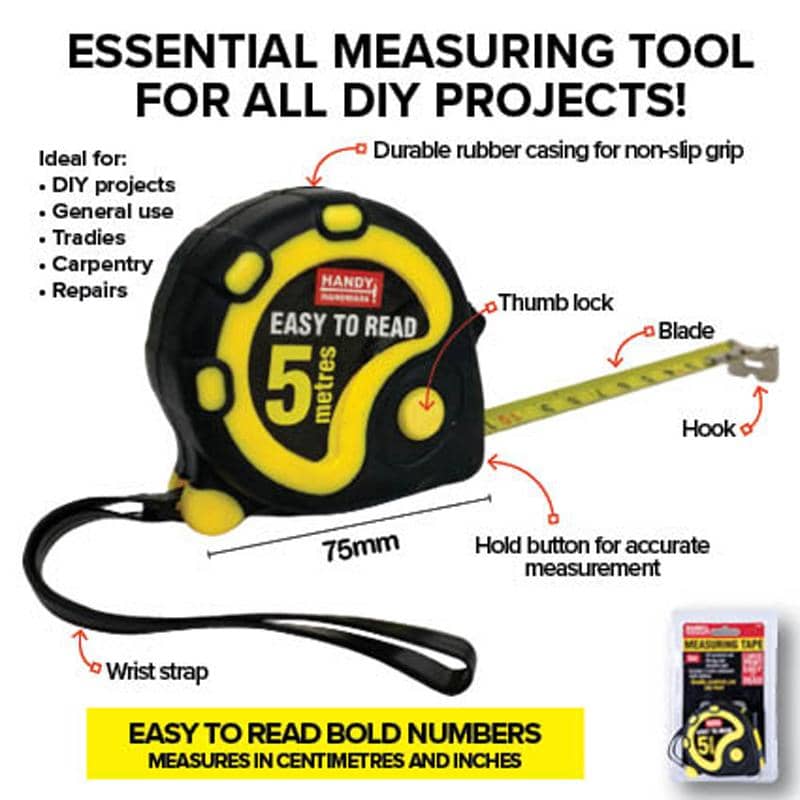 Measuring Tape 5M Heavy Duty Centimetres Inches 73788