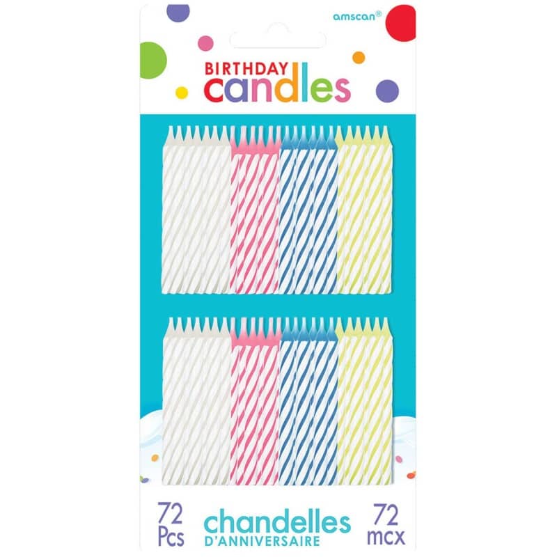 Candy Stripe Candles 72pk Assorted Colours 170694.56