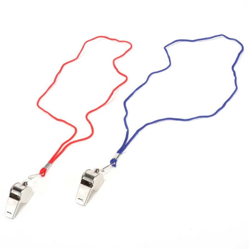 Metal Whistles 2pk With Red And Blue Cord 242429