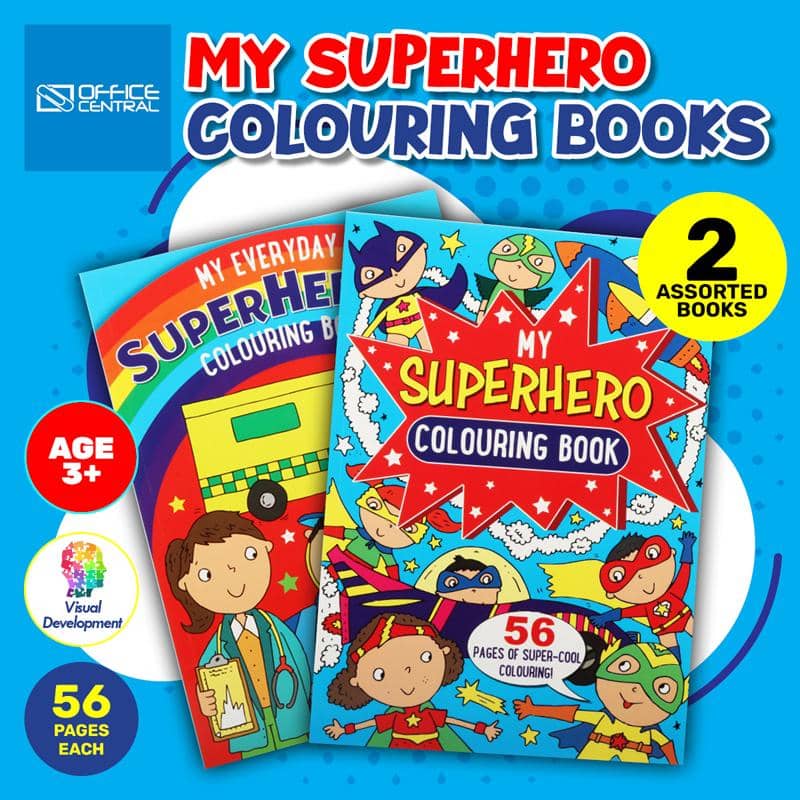 Colouring Books 2pk 56PG A4 Super Hero 248636