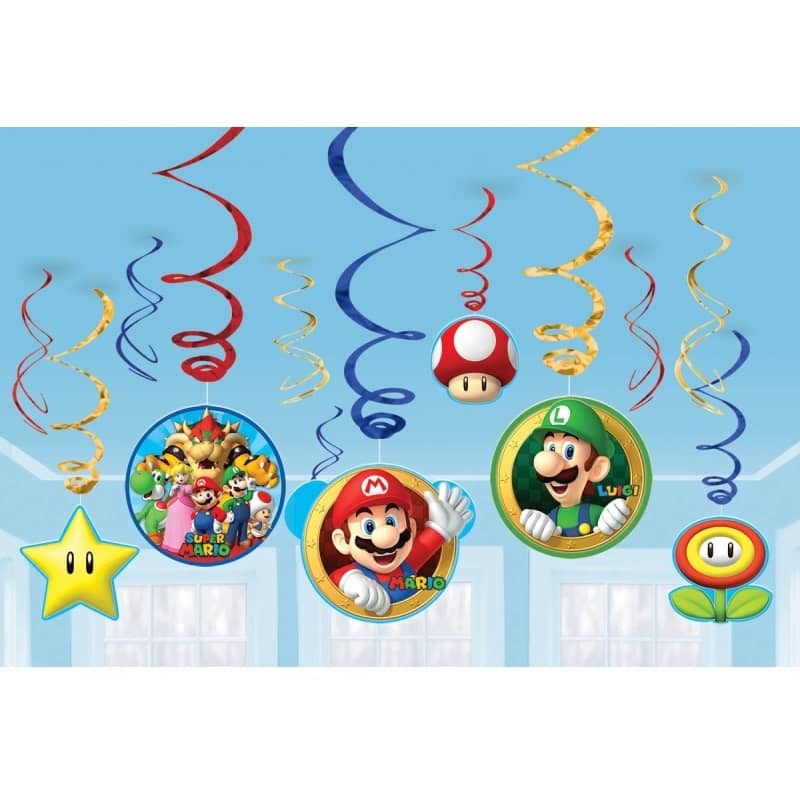 Super Mario Bros. Hanging Swirl Decorations 12pk 671554