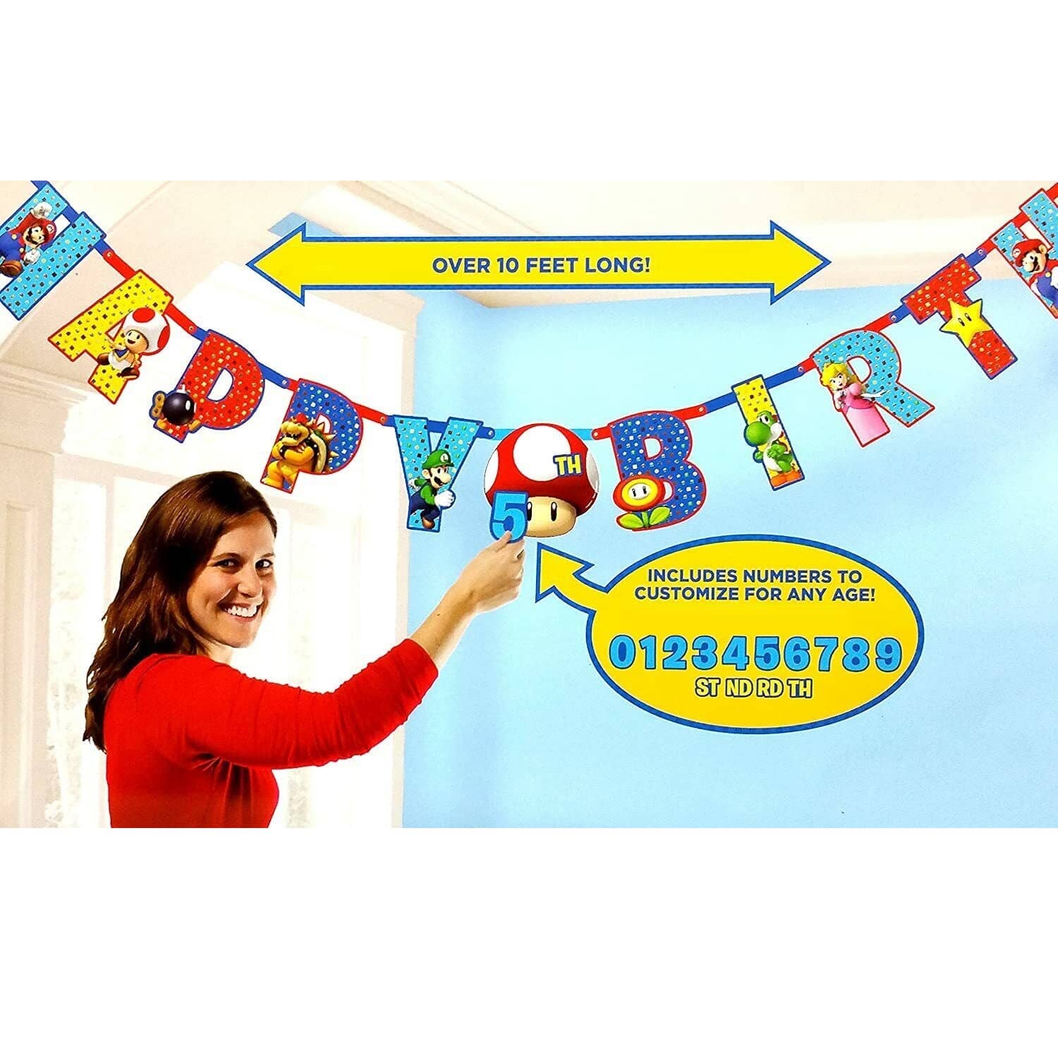 Super Mario Bros. Jumbo Add An Age Letter Banner 3M