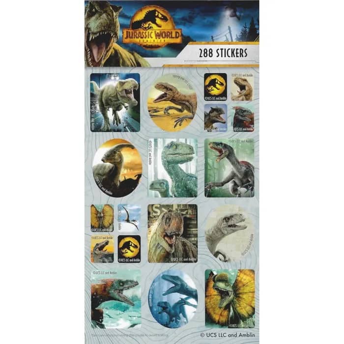 Jurassic World Dinosaurs Sticker Book 288pk (12 Sheets)